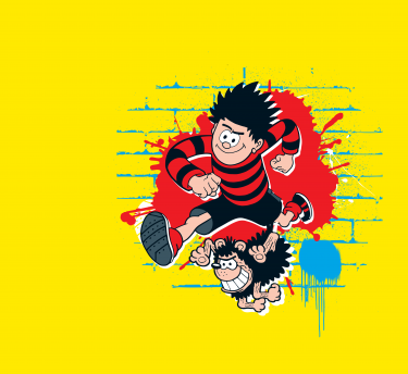 Dennis and Gnasher cartoon characters running